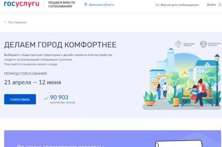 Более 90 тысяч брянцев проголосовали за объекты благоустройства