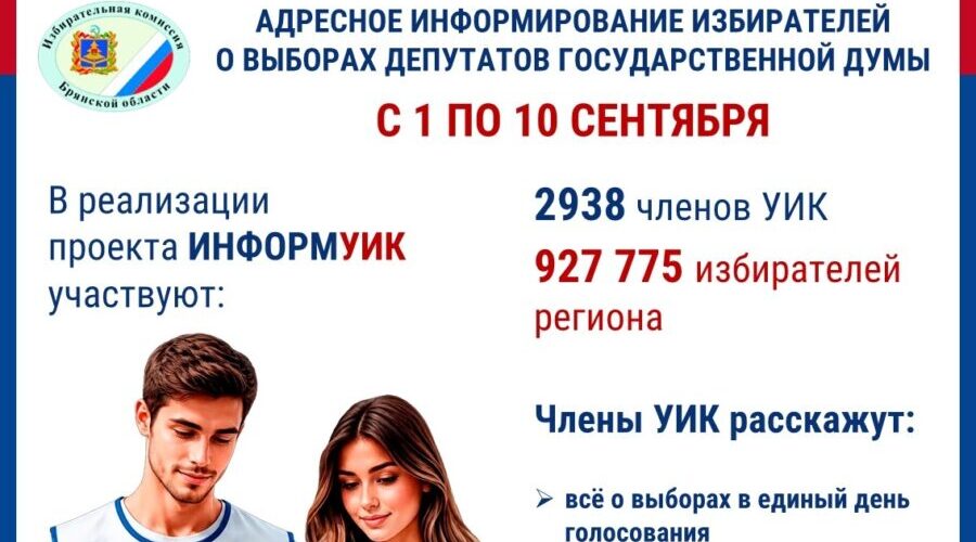 На Брянщине стартует адресное информирование избирателей в рамках проекта «ИнформУИК»