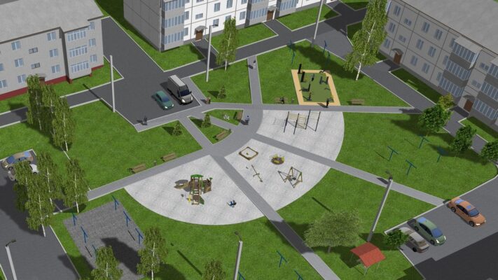 В Глинищево продолжаются работы по благоустройству общественных территорий