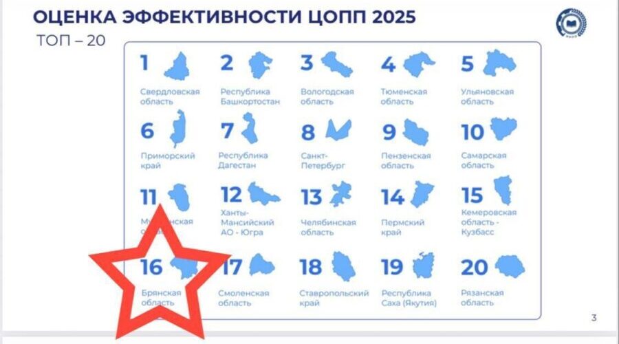 Брянская область вошла в ТОП-20 общероссийских ЦОПП по итогам 2025 года